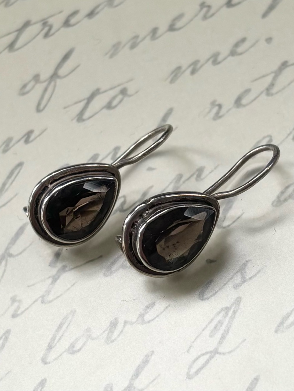 Classic Smoky Topaz Teardrop Sterling Silver Dangle Earrings